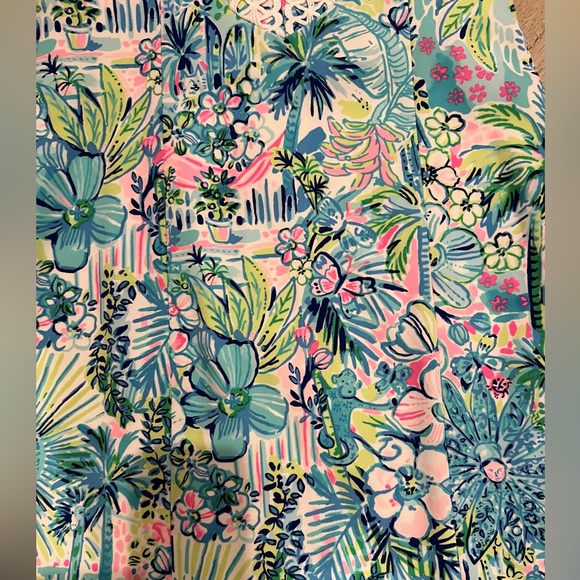 Lilly Pulitzer shift dress short sleeve blue and pink floral with cording - Picture 7 of 12
